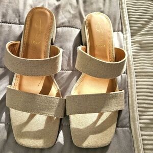 Joie Beige Linen Sandals Modern Slip-On Design Size 9